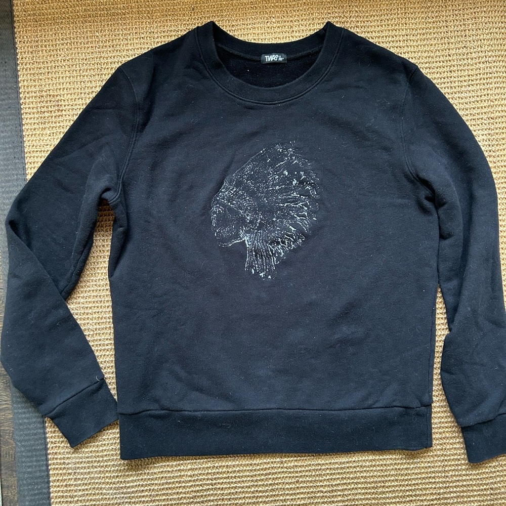 Black Crewneck Sweater with Graphic Design